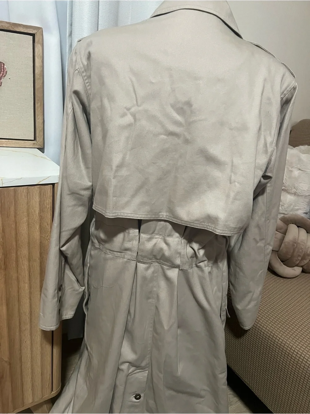 Vintage TOGETHER! Asymmetric Zipper Trench Coat - Khaki / Tan - Petite 2 Classic